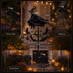🔥49% OFF Last Day🧙‍♀️ Enchanted Witch Garden Spinner – Halloween Flying Witch & Bat Yard Stake Decor