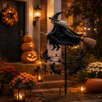 🔥49% OFF Last Day🧙‍♀️ Enchanted Witch Garden Spinner – Halloween Flying Witch & Bat Yard Stake Decor