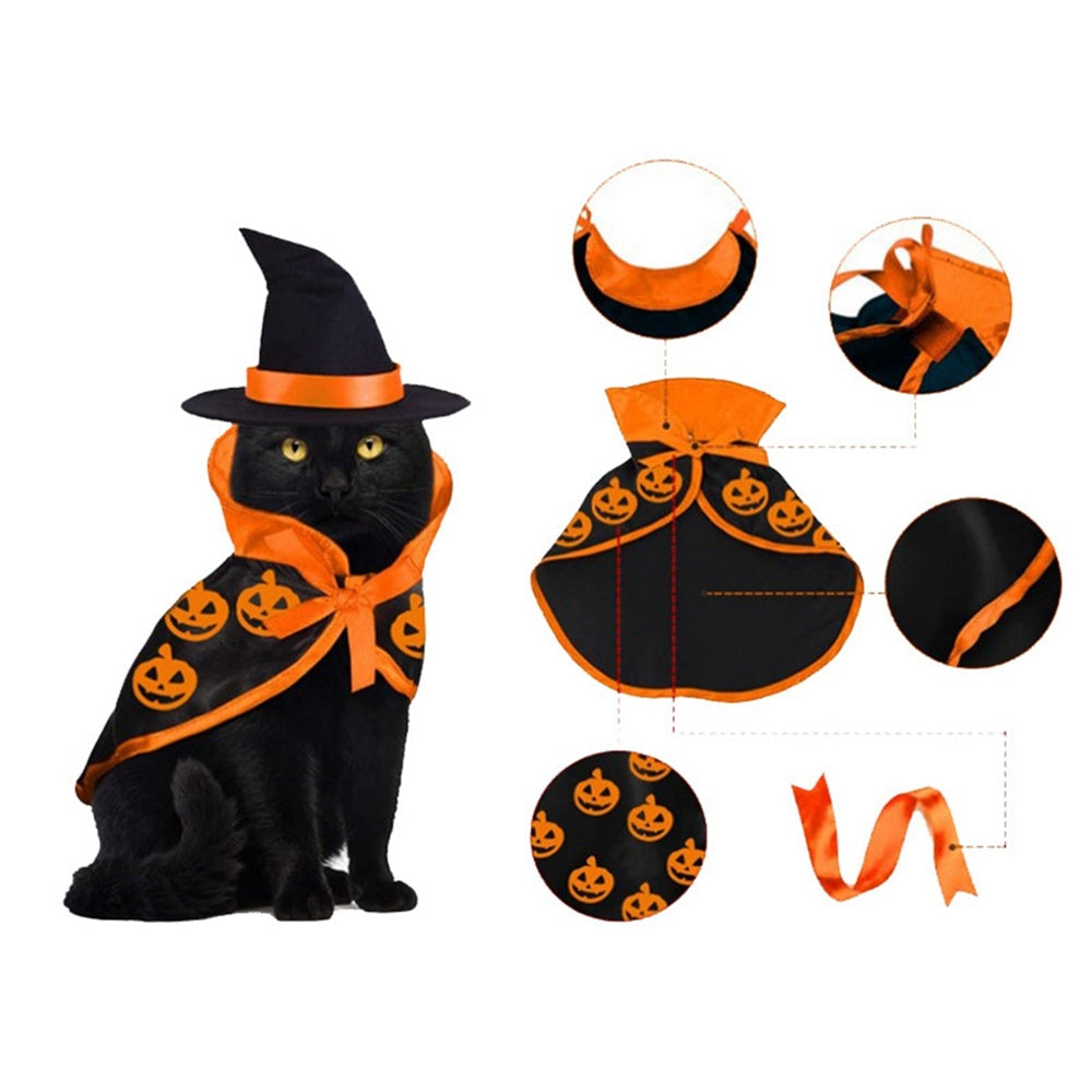Pet Halloween Cape Hat Set Dogs Cute Costume Pet Party