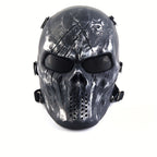 Skeleton Mask Halloween Costume Polyester Black White Camouflage Design for Adults Ages 18+ – Outdoor Cycling Cosplay Themed Party Role Play Accessory, Silvery Grey