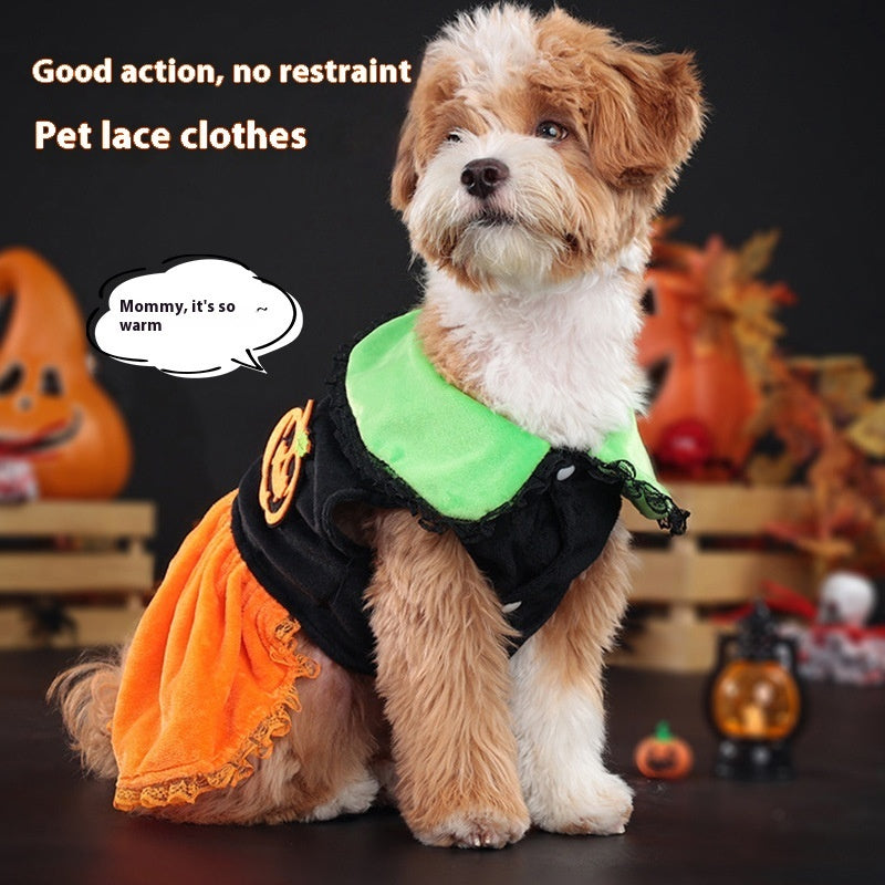 Classic Pumpkin Pet Halloween Skirt