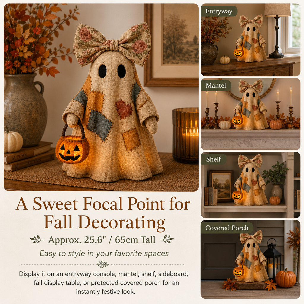 Lighted Vintage Patchwork Ghost