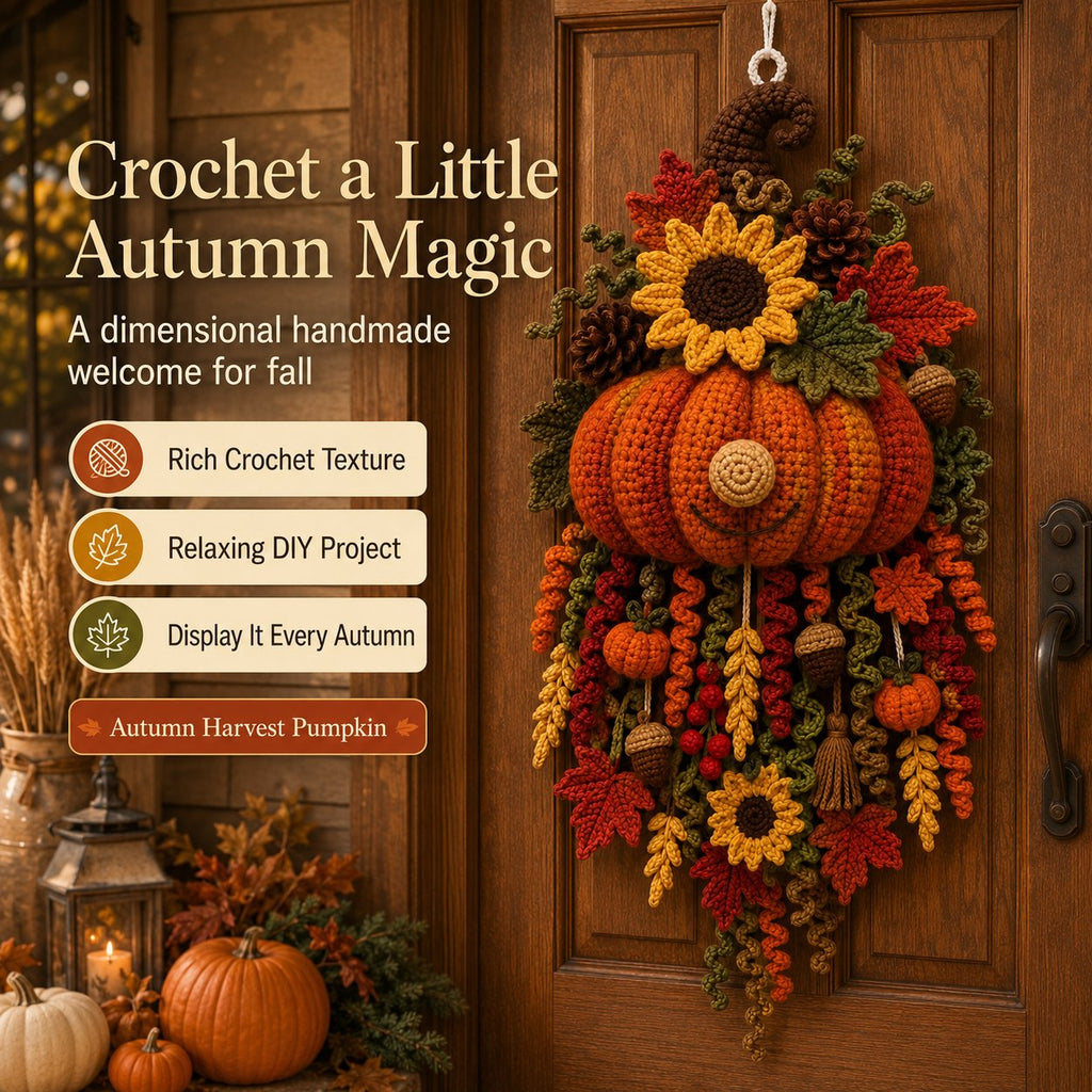 ⏳ Last Day 49% OFF – 🧶 DIY Seasonal 3D Crochet Door Hanger Kit Collection | Coordinated Yarn, Filling, Accessories & Step-by-Step Instructions Included 💕