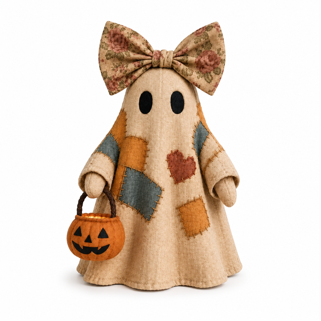 Lighted Vintage Patchwork Ghost