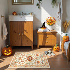 Violette Washable Halloween Pumpkin Yellow Rug