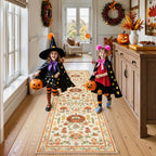 Violette Washable Halloween Pumpkin Yellow Rug