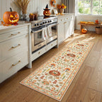 Violette Washable Halloween Pumpkin Yellow Rug