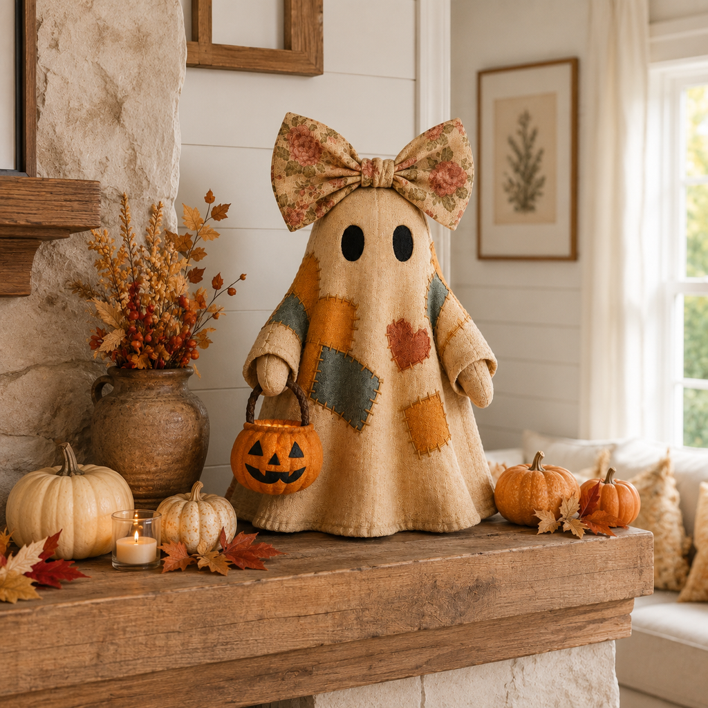 Lighted Vintage Patchwork Ghost