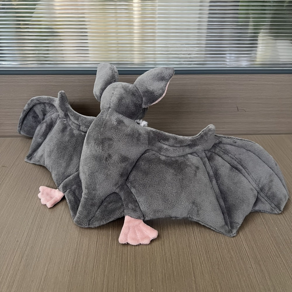Giant Bat Plush Stuffed Animal 23 Inch Wingspan Soft Grey Spooky Bat Toy Halloween Decor Gift for Kids Adults Bat Lovers Gothic Fans Animal Lovers
