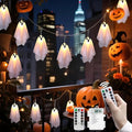 Halloween Ghost Decor - 10 LED Battery Operated Halloween Decorations Lights, 8 Modes Light Up Ghost Garland, LED String Lights Indoor Outdoor for Party, Haunted House, Fireplace, Porch, Window Decor