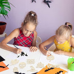 36PCS Wooden Halloween Ornaments to Paint Fall Decorations, 12 Styles DIY Blank Autumn Unfinished Wood Skull Pumpkin Ghost Bat Boo Trick or Treat Halloween Cutouts Ornament for Crafts Party Hanging