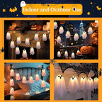 Halloween Ghost Decor - 10 LED Battery Operated Halloween Decorations Lights, 8 Modes Light Up Ghost Garland, LED String Lights Indoor Outdoor for Party, Haunted House, Fireplace, Porch, Window Decor
