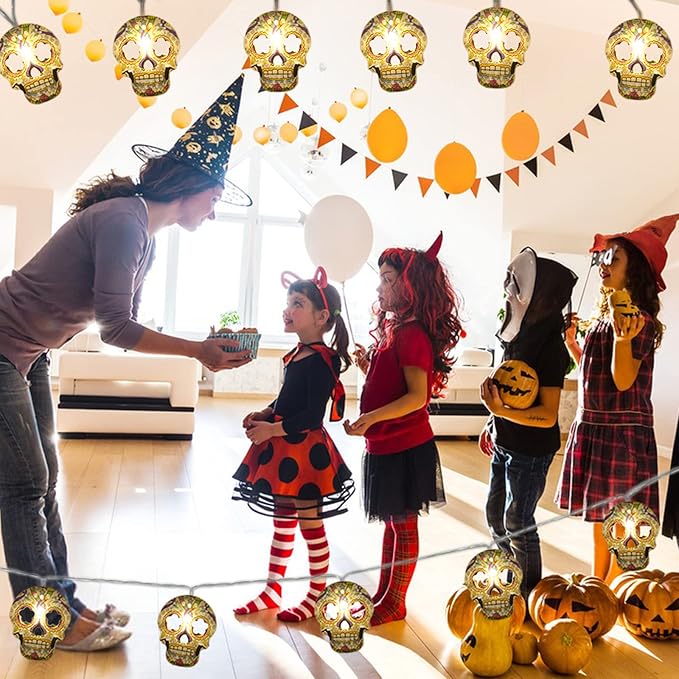 Halloween String Lights, Skull String Light Hallo ween Fall Fairy Light Battery/USB Powered Optional 2 Modes Cute Lights 2026 Indoor Outdoor Decor for Home Yard Patio (30 LED Halloween String Lights)
