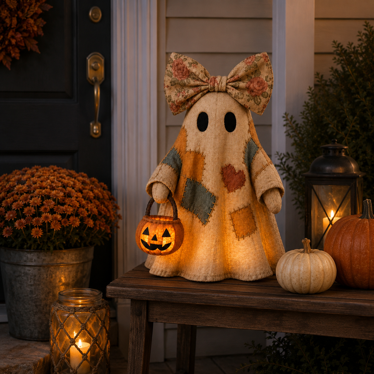 Lighted Vintage Patchwork Ghost