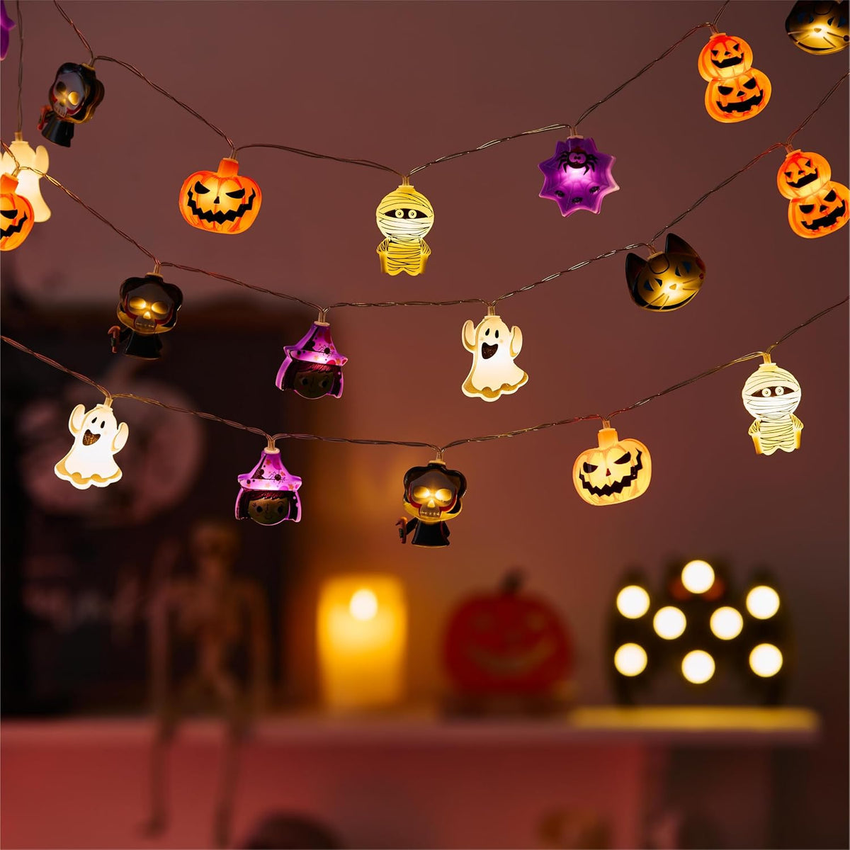 10FT Halloween String Lights, 20 LED Fairy Lights, Timer & 8 Flash Modes