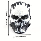 Skeleton Mask Halloween Costume Polyester Black White Camouflage Design for Adults Ages 18+ – Outdoor Cycling Cosplay Themed Party Role Play Accessory, Silvery Grey
