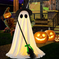 Halloween Ghost with Broom Outdoor Decoration – Eerie Spooky Ghost Ornament for Porch, Yard, Garden & Lawn, Indoor & Outdoor Halloween Party Decor