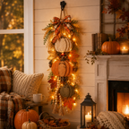 🏡🎃Rustic Wooden Pumpkin Door Hanging with Warm LED Lights