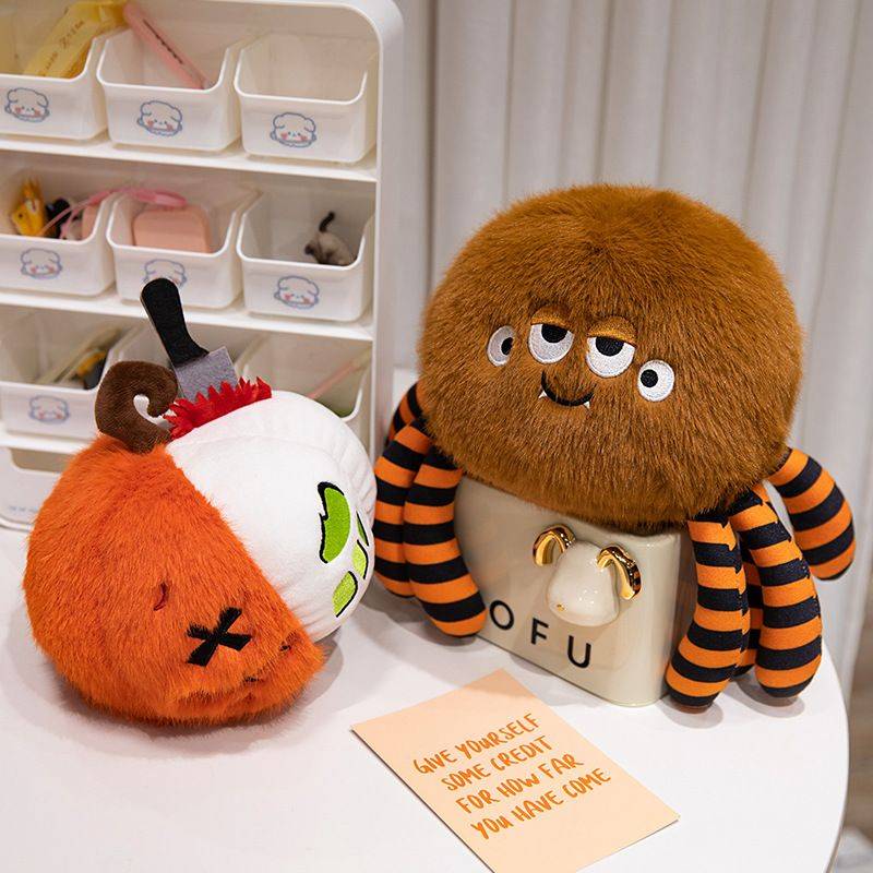 Halloween Theme Pumpkin Ghost Spider Plush