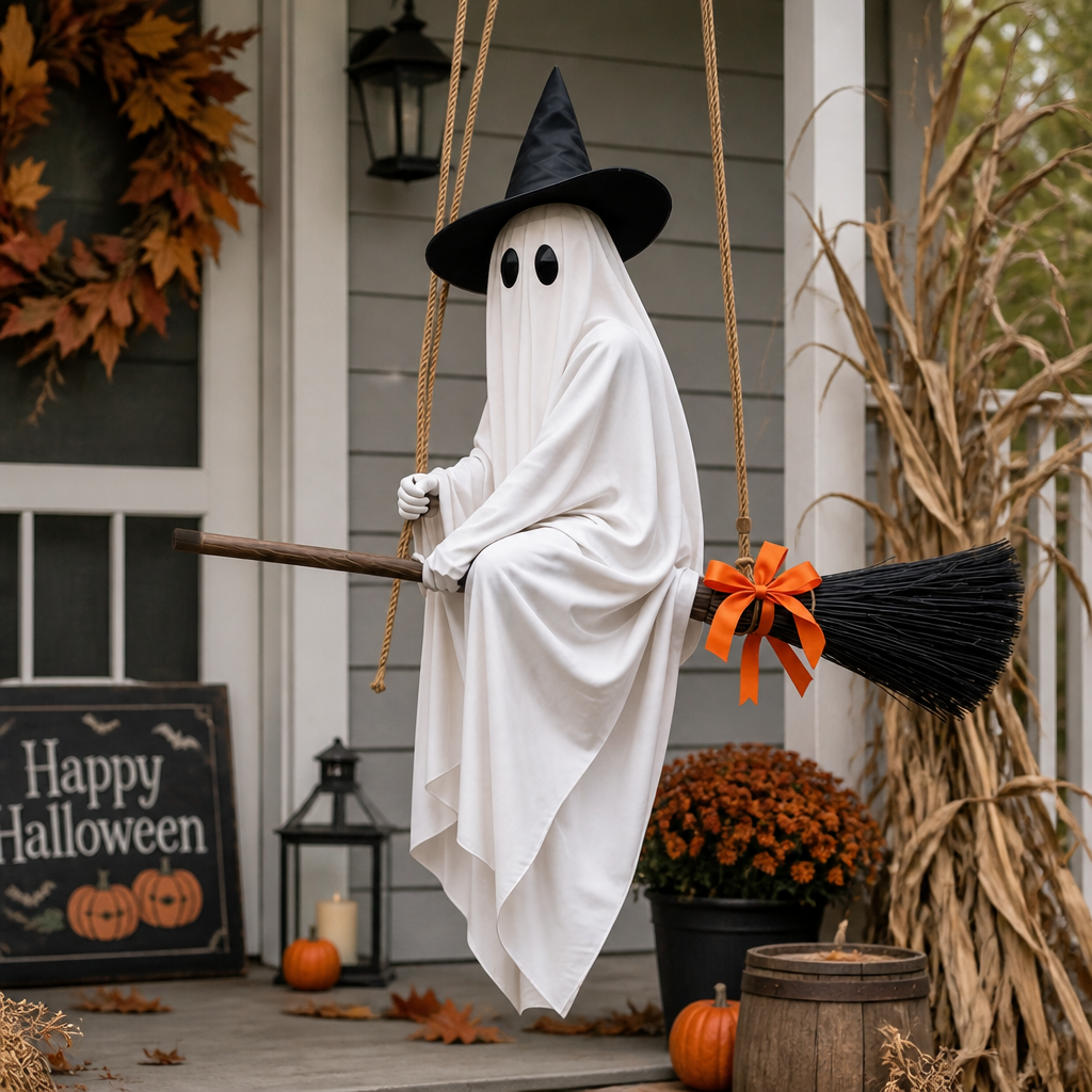 Hanging Flying Ghost Decor - Spooky Halloween Porch & Yard Decoration