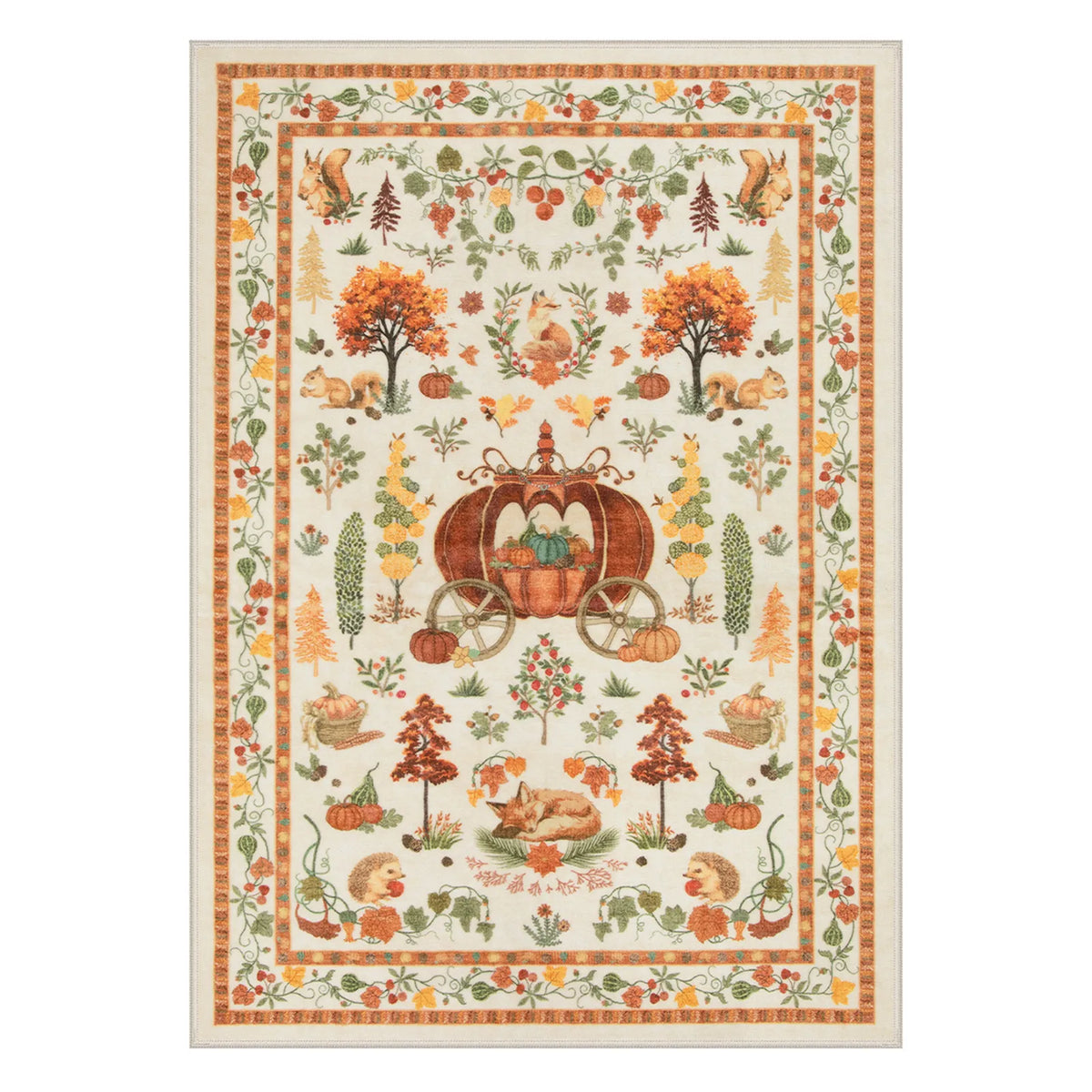 Violette Washable Halloween Pumpkin Yellow Rug