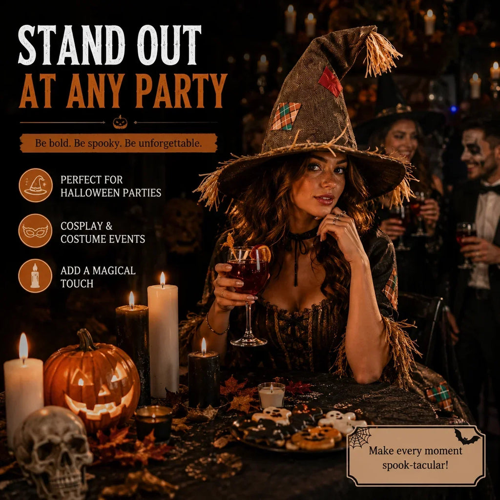 Witch Hat for Women, Pumpkin Patch Costume Accessory for Fall Festival