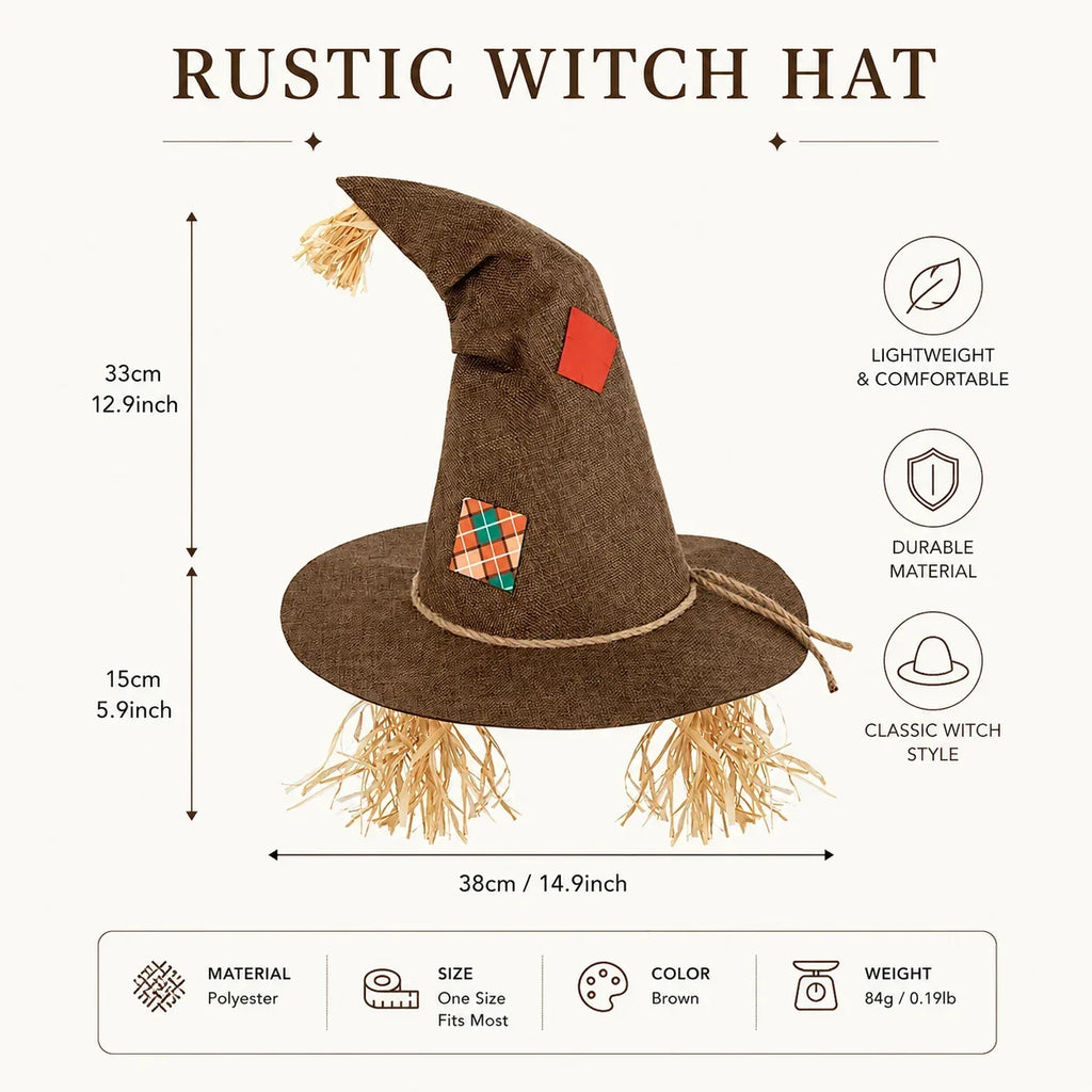 Witch Hat for Women, Pumpkin Patch Costume Accessory for Fall Festival