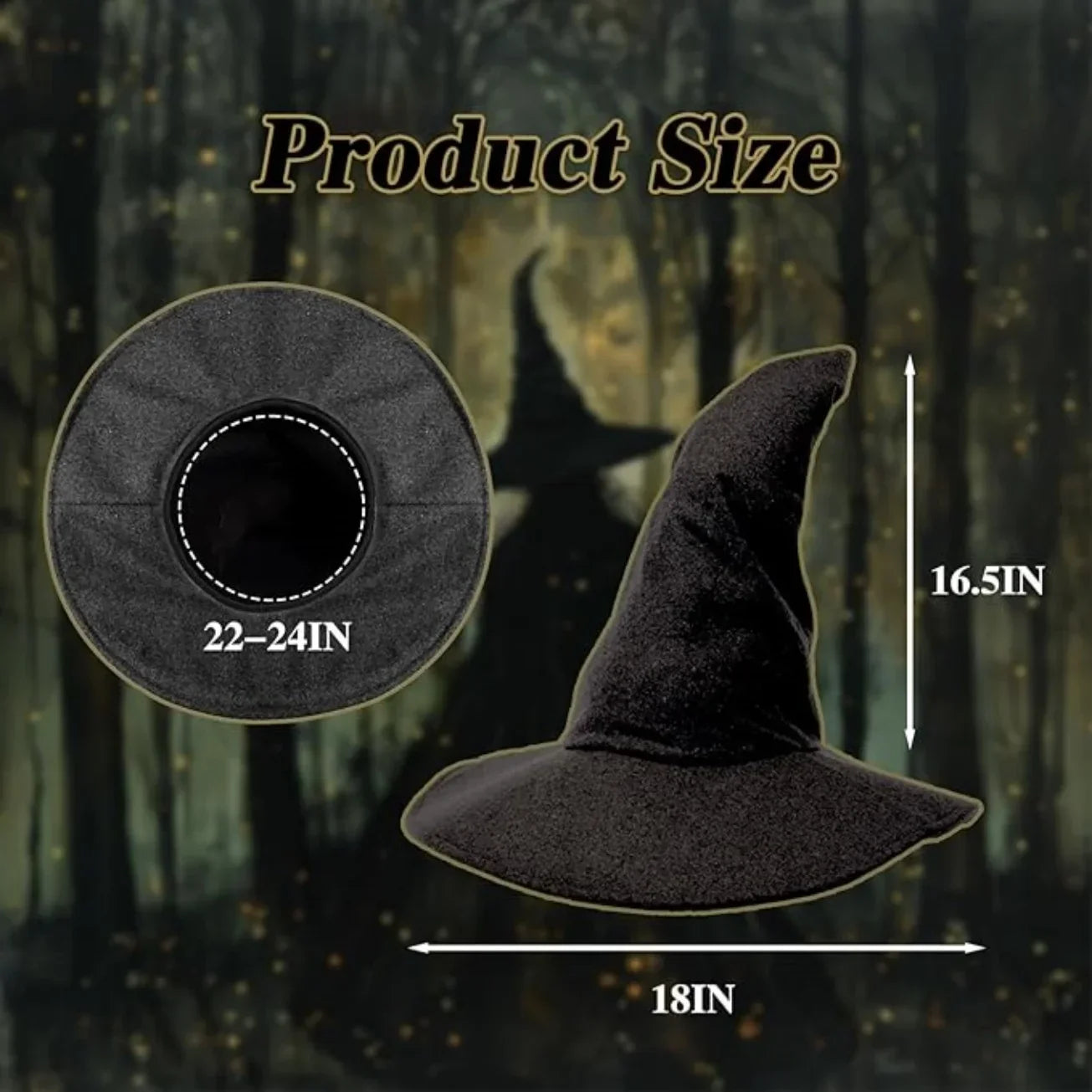 Black Witch Curly Wizard Accessory Up Women's Dress Halloween Costume – Black