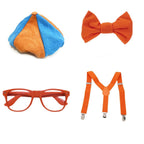 Nerd Costume Accessory Set - Suspenders Bow Tie Glasses & Cap - Halloween Costume