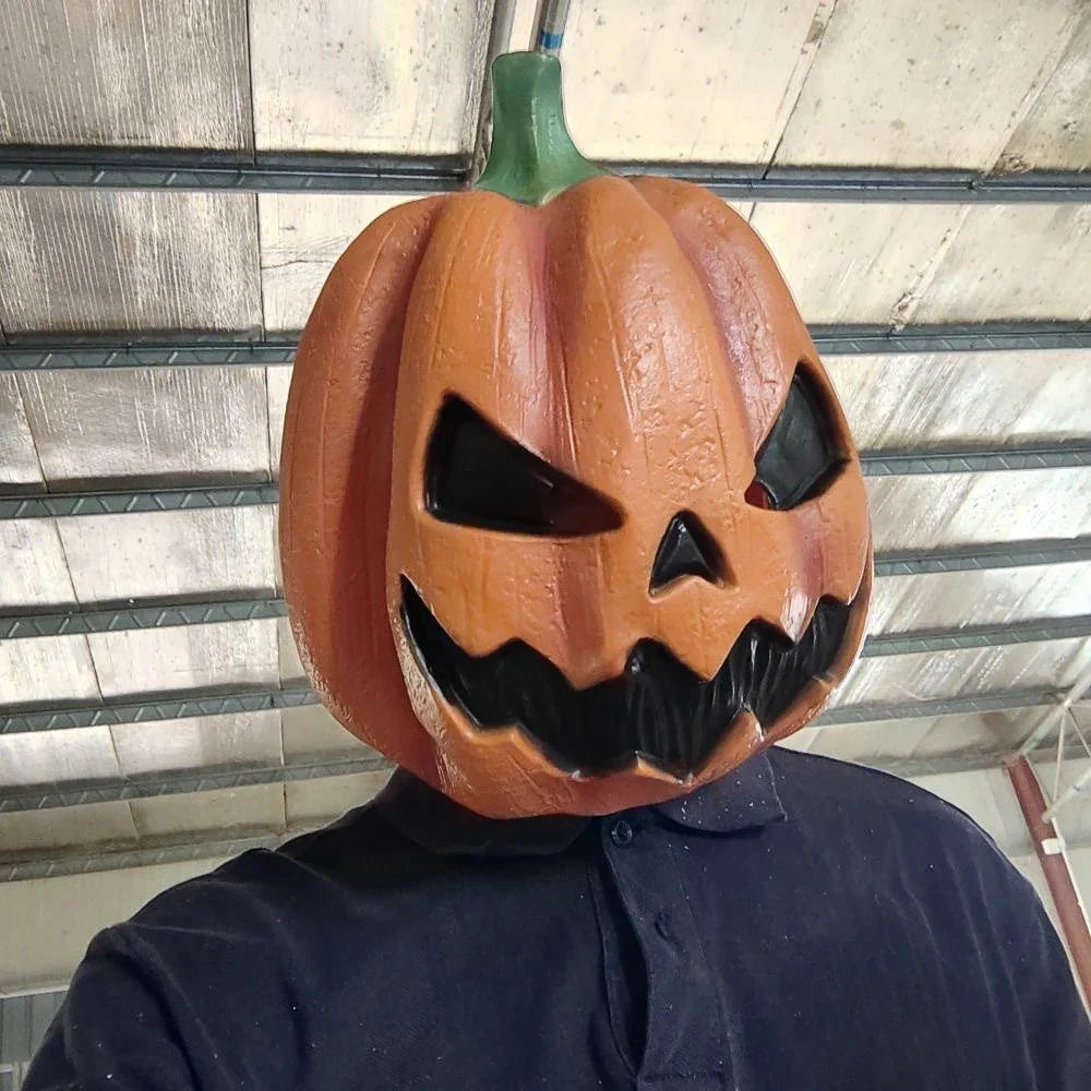 Full-Face Pumpkin Halloween Mask - Latex Full-Face