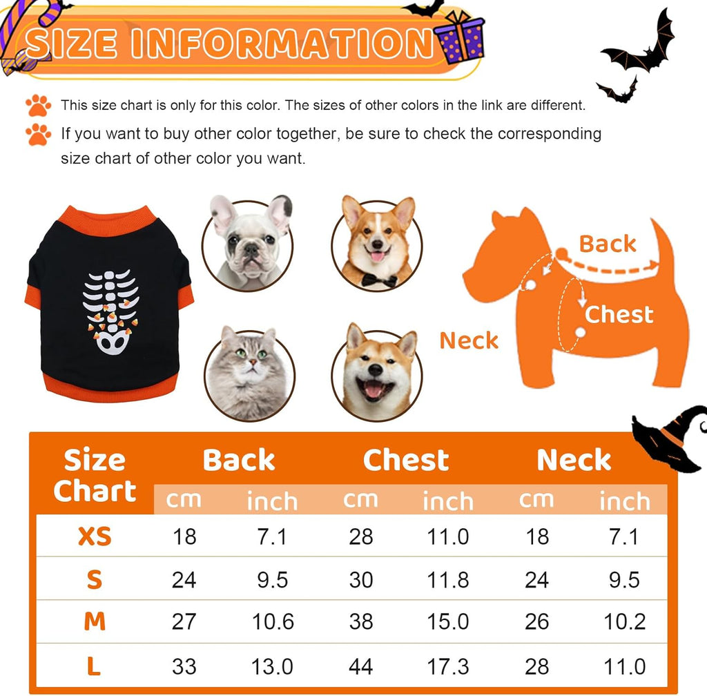 Dog Clothes Cat Shirts Halloween Dog Skeleton Costume Puppy