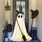 Halloween Ghost with Broom Outdoor Decoration – Eerie Spooky Ghost Ornament for Porch, Yard, Garden & Lawn, Indoor & Outdoor Halloween Party Decor