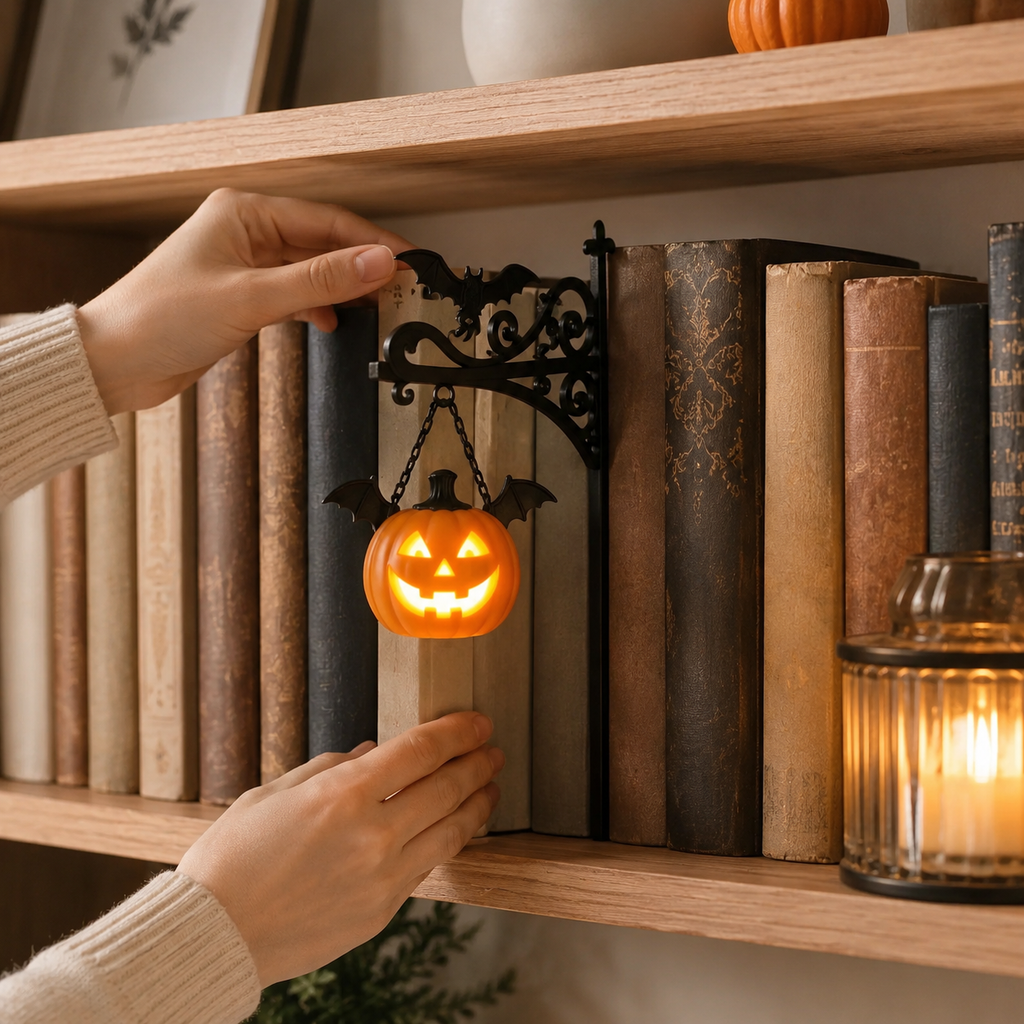 Halloween Bookshelf Hook Light – Spooky Cute LED Shelf Decor For Book Lovers