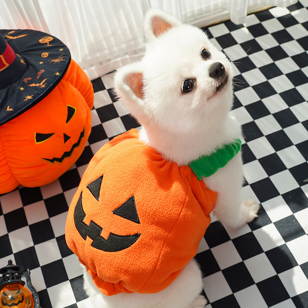 Halloween Pumpkin Vest for Dogs Cats Festive Pet Costume