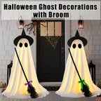 Halloween Ghost with Broom Outdoor Decoration – Eerie Spooky Ghost Ornament for Porch, Yard, Garden & Lawn, Indoor & Outdoor Halloween Party Decor