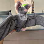 Giant Bat Plush Stuffed Animal 23 Inch Wingspan Soft Grey Spooky Bat Toy Halloween Decor Gift for Kids Adults Bat Lovers Gothic Fans Animal Lovers