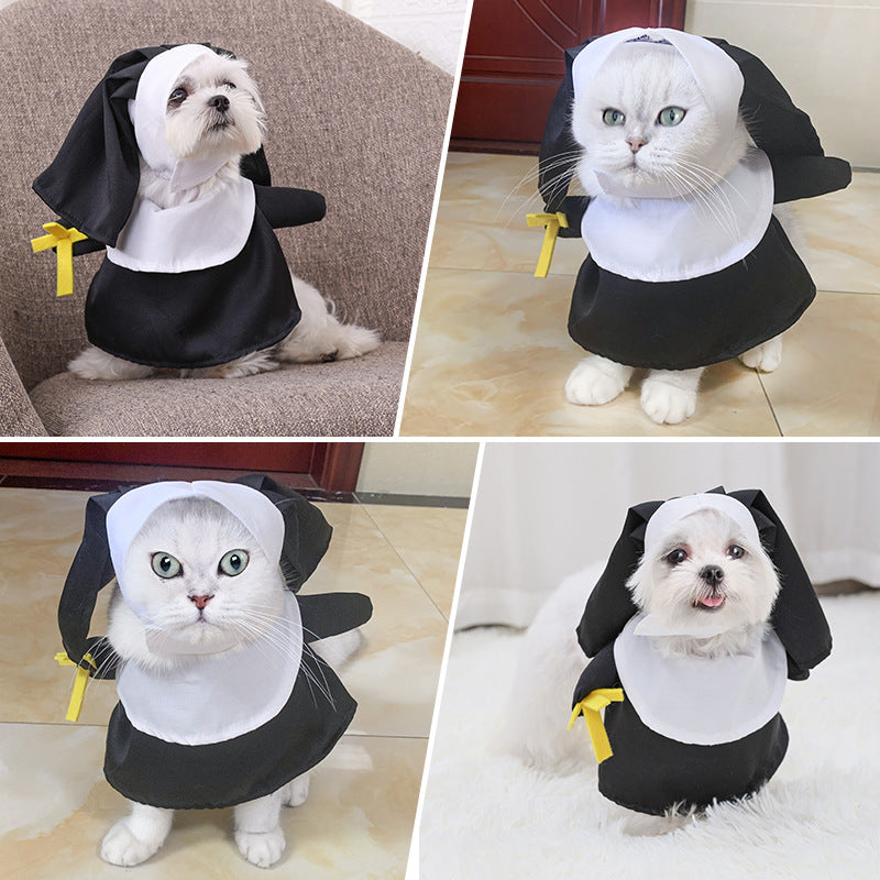 Pet Halloween Pet Costume Cat Dog Clothes Nun Dress-up