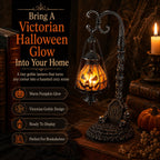 🎃 Gothic Pumpkin Lantern Stand | Warm Orange LED Glow, Victorian Skull Details & Haunted Shelf Decor 🕯️