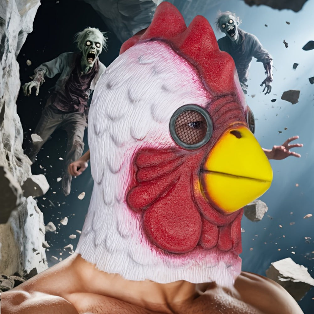 Rooster Latex Halloween Mask Full Head – Funny Chicken Animal Costume Mask with Realistic Combs & Wattle for Halloween Parties, Carnivals, Cosplay & Themed Events, One Size Fits Most Adults, Humorous Gift