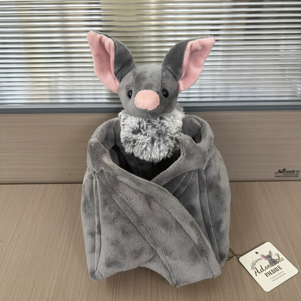Giant Bat Plush Stuffed Animal 23 Inch Wingspan Soft Grey Spooky Bat Toy Halloween Decor Gift for Kids Adults Bat Lovers Gothic Fans Animal Lovers
