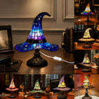 Witch Hat Lamps - Handcrafted Stained Gothic Wizard Hat Lights for Decor