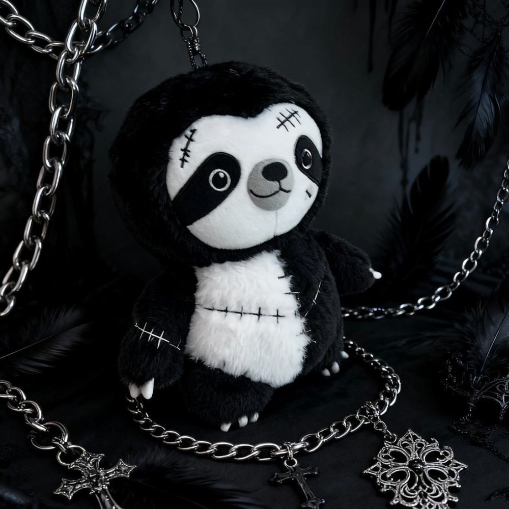 Goth Stiching Sloth Stuffed Animal