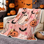 Cute Ghost Pumpkin Bat Print Flannel Blanket