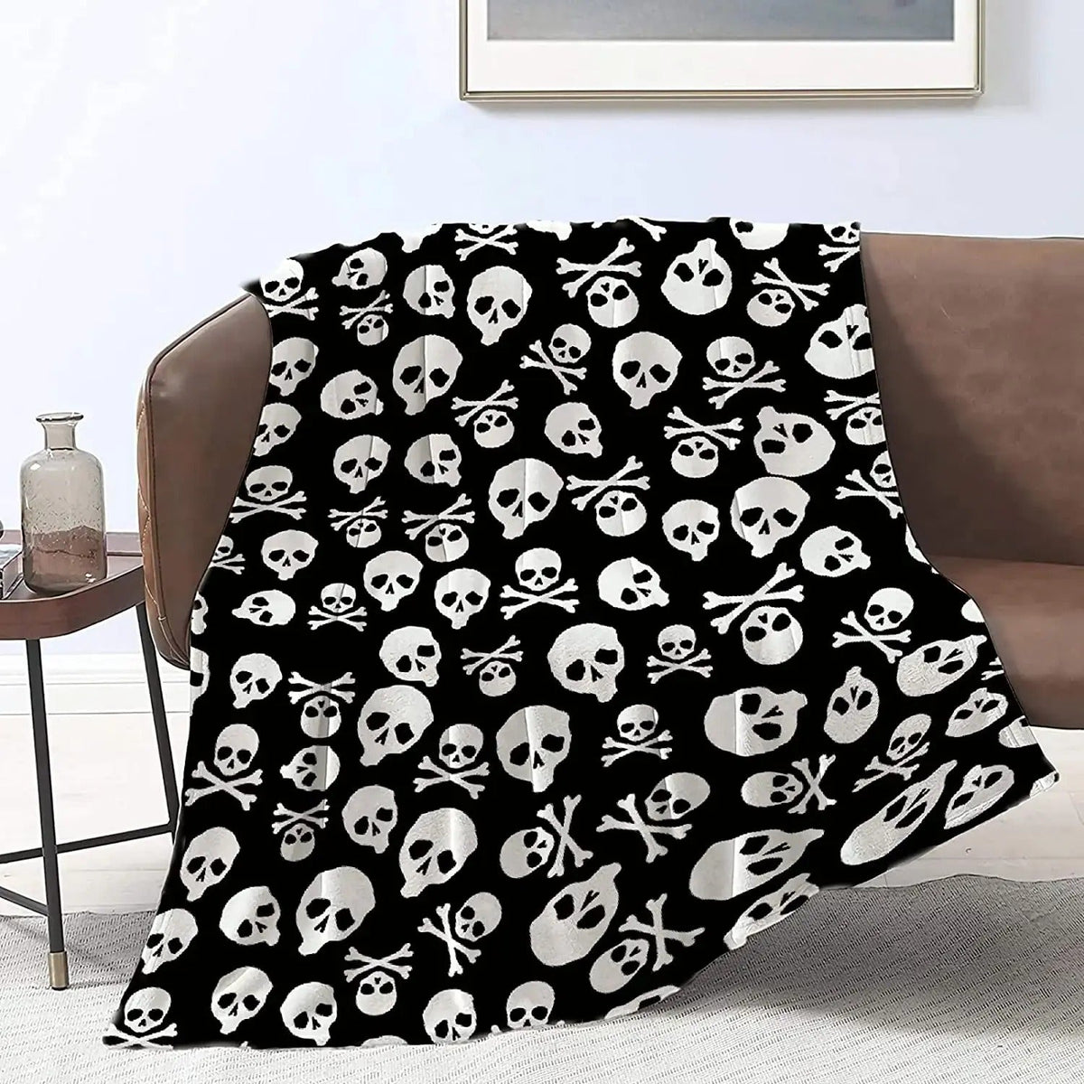 Halloween Skull Bones Throw Blanket