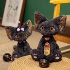 Spooky Black Cat Witch Plush Toys for Halloween Fun