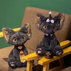 Spooky Black Cat Witch Plush Toys for Halloween Fun
