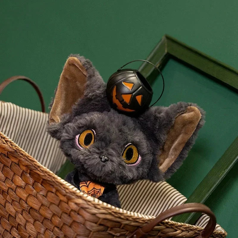 Spooky Black Cat Witch Plush Toys for Halloween Fun