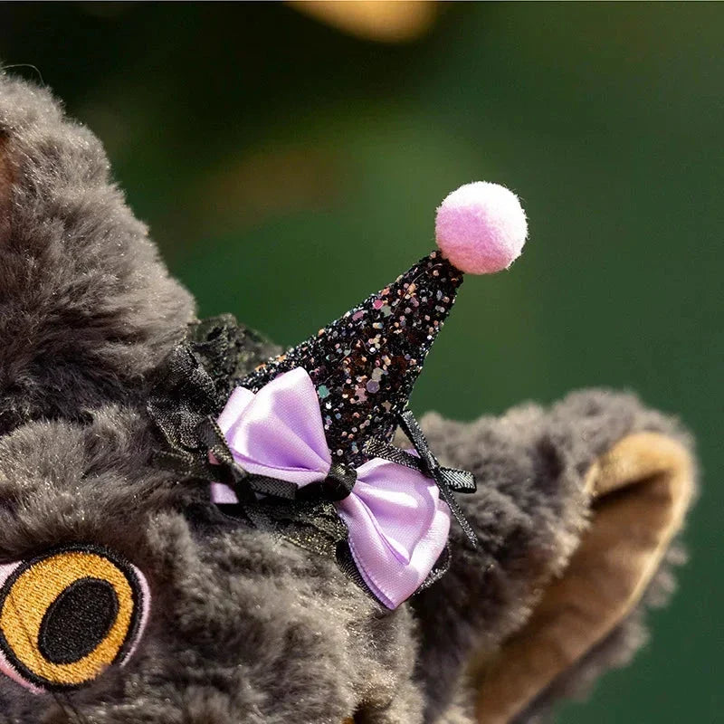Spooky Black Cat Witch Plush Toys for Halloween Fun