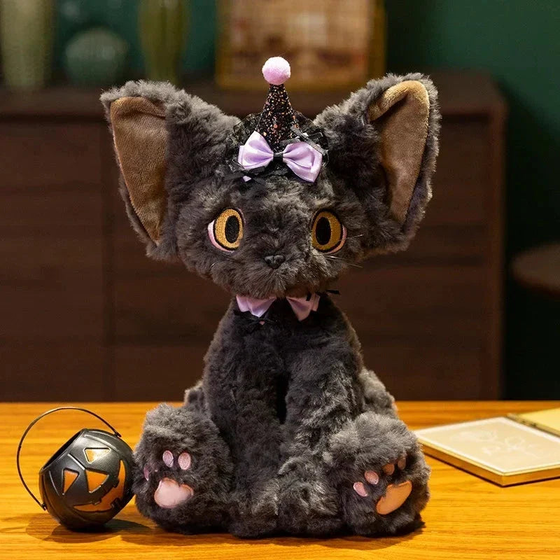 Spooky Black Cat Witch Plush Toys for Halloween Fun