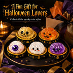 2026 Halloween Glitter Spooky Dumpling Squishy Stress Ball with Steamer Base